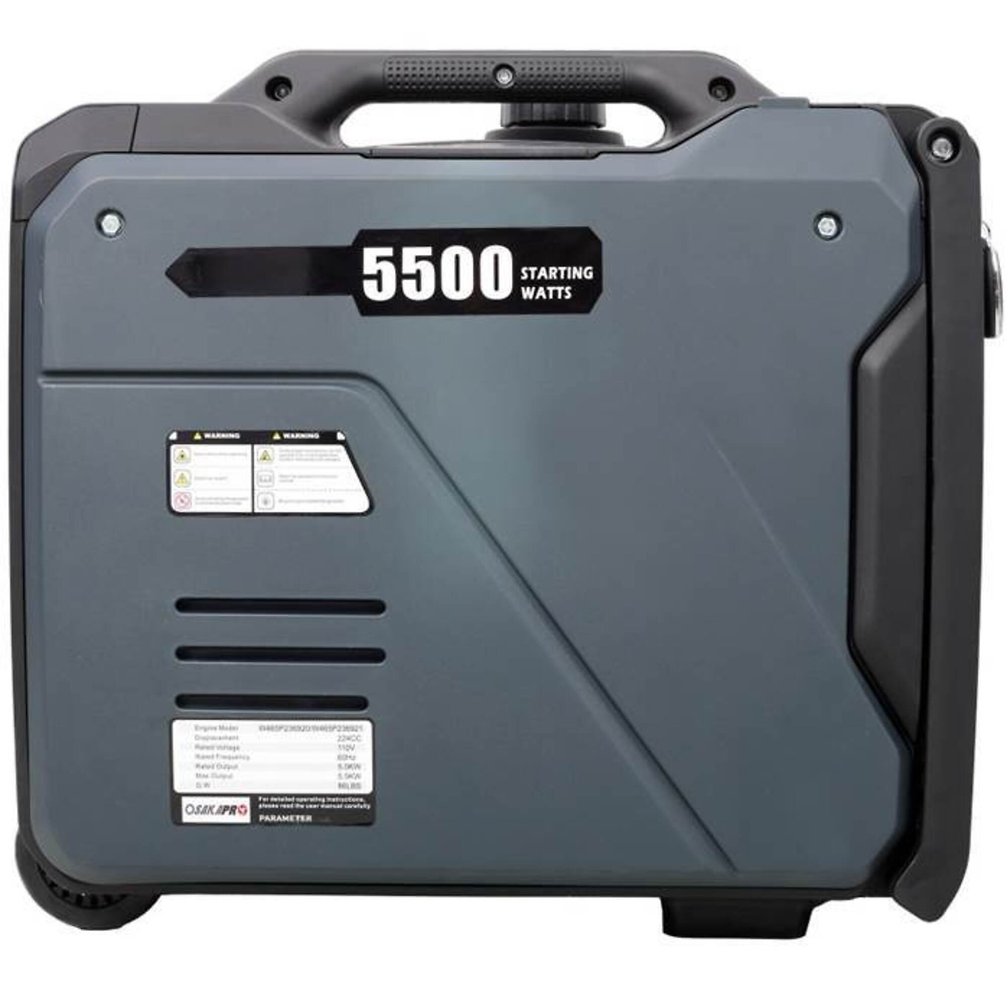 Portable 4-Stroke Inverter Generator w/Electric and Remote Start, 5.5KW, 224cc, EPA compliant, black, BAC-W465P236921